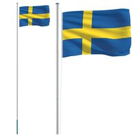 vidaXL Švedska zastava i jarbol 6,23 m aluminijski
