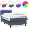 vidaXL Box Spring krevet s madracem i LED tamnosivi 80 x 220 cm bar&scaron;unasti