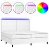 vidaXL Krevet box spring s madracem LED bijeli 200x200 cm umjetna koža
