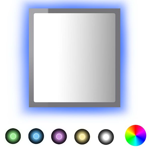 vidaXL LED kupaonsko ogledalo visoki sjaj sivo 40x8,5x37 cm akrilno