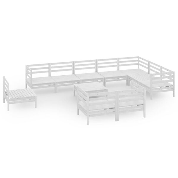 vidaXL 11-dijelna vrtna garnitura od masivne borovine bijela