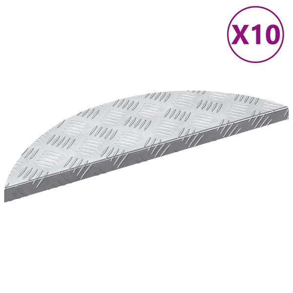 vidaXL Stepenica Polumjesec 10 pcs Srebrno 60 x 18 cm Aluminij