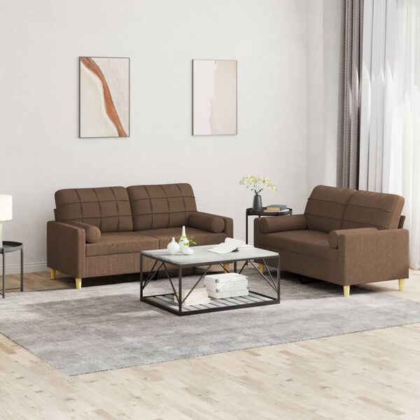 vidaXL 2-dijelni set sofa s jastucima smeđi od tkanine