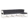 vidaXL 5-dijelni set vrtnih sofa s jastucima bijeli masivna borovina