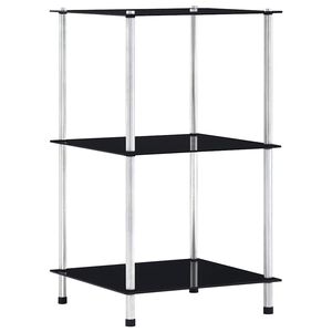 vidaXL Police s 3 razine crne 40 x 40 x 67 cm od kaljenog stakla