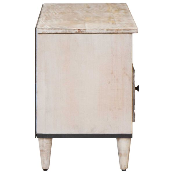 vidaXL TV ormar s ladicama Bijelo 100 x 33,5 x 46 cm Čvrsto drvo manga