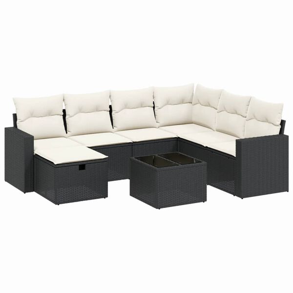 vidaXL 8-dijelni set vrtnih sofa od poliratana s jastucima crni