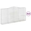 vidaXL Lučne gabionske ko&scaron;are 15kom 400x50x200/220cm pocinčano željezo