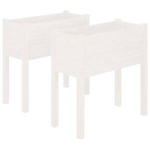 vidaXL Vrtne sadilice 2 kom bijele 70 x 31 x 70 cm od masivne borovine