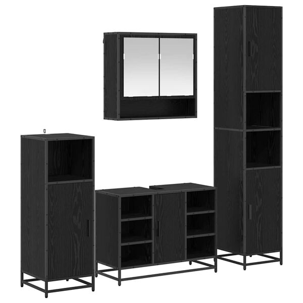 vidaXL Set namje&scaron;taja za kupaonicu 4 pcs Crni hrast Konstruirano drvo