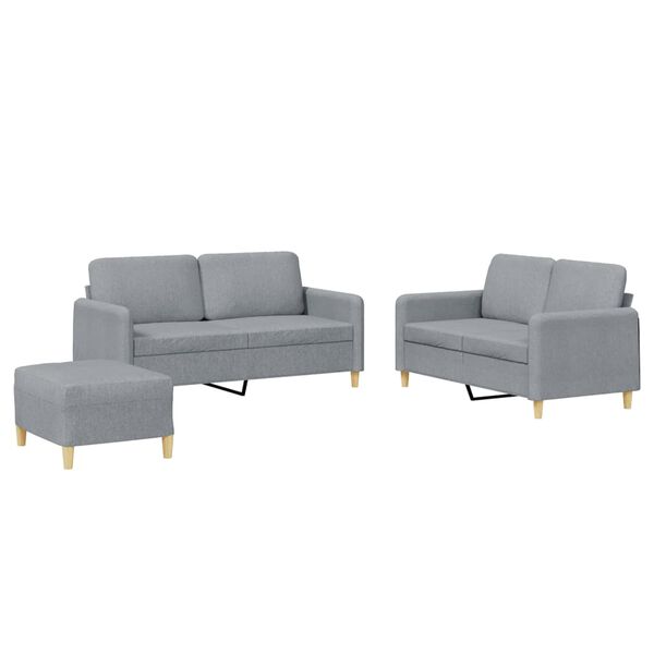 vidaXL 3-dijelni set sofa s jastucima svjetlosivi od tkanine