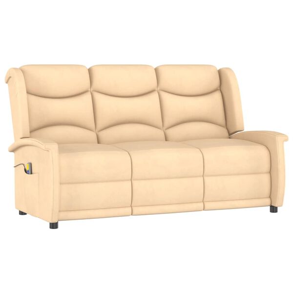 vidaXL Masažni trosjed od mikrovlakana krem