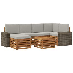 vidaXL Set vanjskih sofa 7 kom. Prirodna i svjetlosiva Poliester