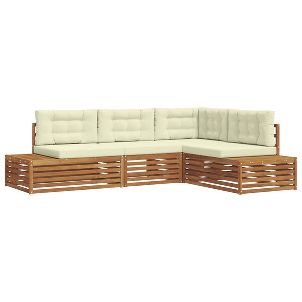 vidaXL Set vanjskih sofa s jastukom 4 Komad Prirodna i krem