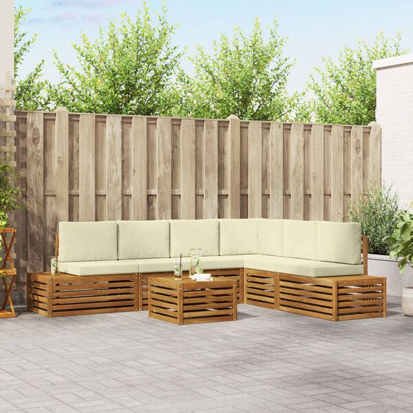 vidaXL Set vanjskih sofa s jastukom 7 Komad Prirodna i krem