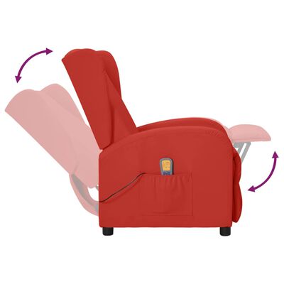 vidaXL Masažna fotelja od umjetne kože s krilnim naslonom boja vina