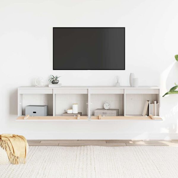 vidaXL Zidni ormarići 2 kom bijeli 80 x 30 x 35 cm od masivne borovine