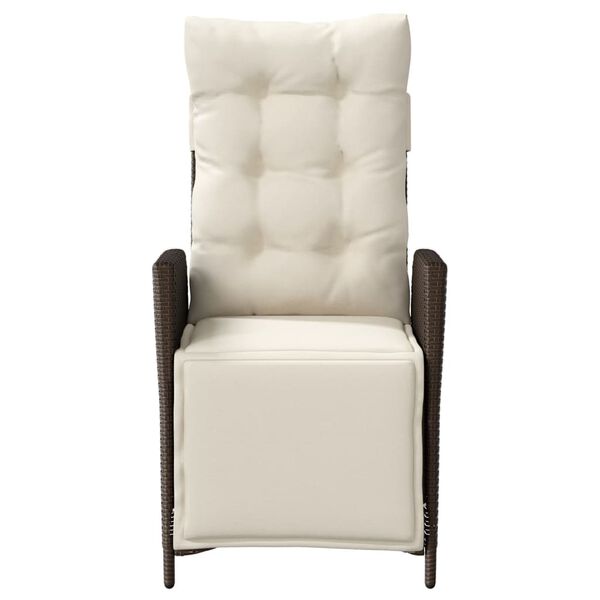 vidaXL Vrtni naslonjač s osloncem za noge smeđi od poliratana