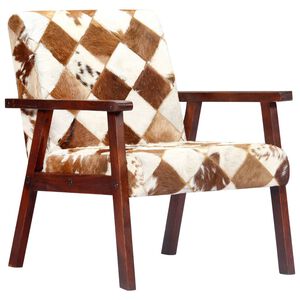 vidaXL Fotelja od prave kozje kože bijelo-smeđa