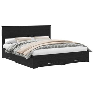 vidaXL Krevetna konstrukcija Crni hrast 180 x 200 cm Konstruirano drvo