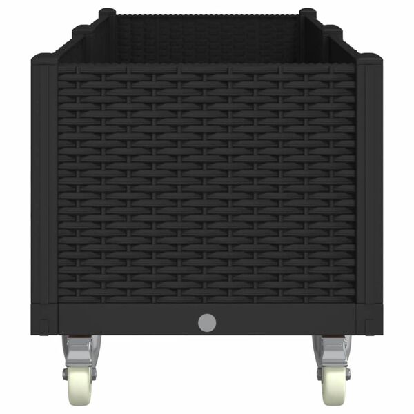 vidaXL Vrtna sadilica s kotačima crna 160 x 50 x 54 cm PP