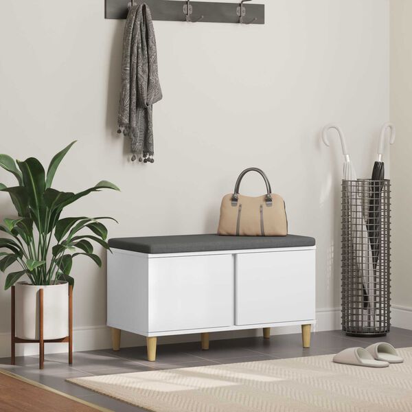 vidaXL Klupa za hodnik s jastukom s pohranom Bijelo 80 x 38 x 46 cm