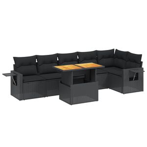 vidaXL 7-dijelni set vrtnih sofa od poliratana s jastucima crni