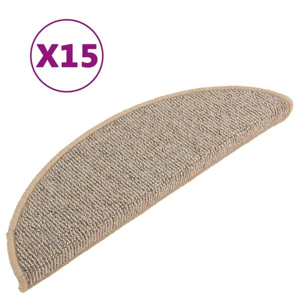 vidaXL Prostirke za stepenice 15 kom 56x17x3 cm smeđe poluokrugle