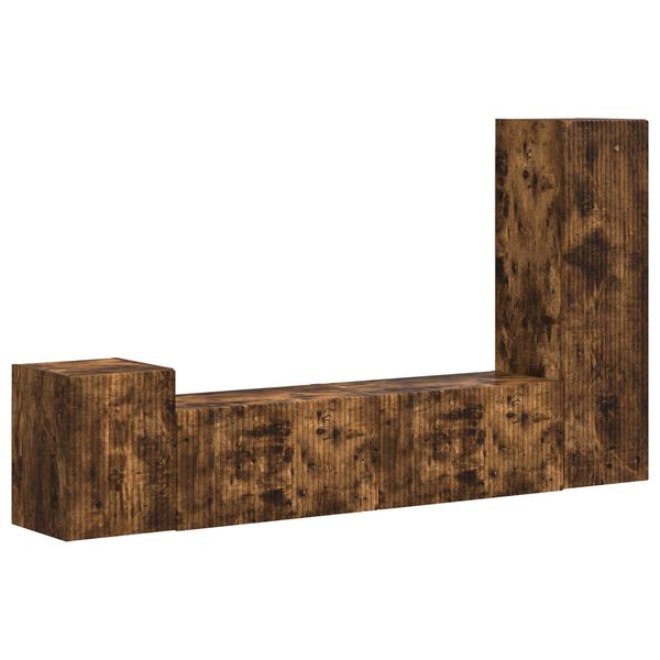 vidaXL Set TV komoda Zidne 4 pcs Dimljeni hrast Konstruirano drvo