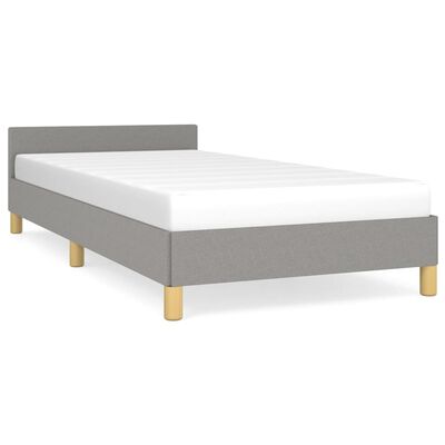 vidaXL Okvir za krevet s uzglavljem svjetlosivi 90x200 cm od tkanine