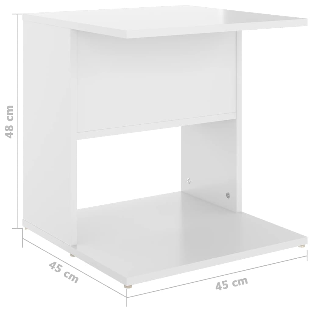 vidaXL Bočni stolić visoki sjaj bijeli 45 x 45 x 48 cm od iverice