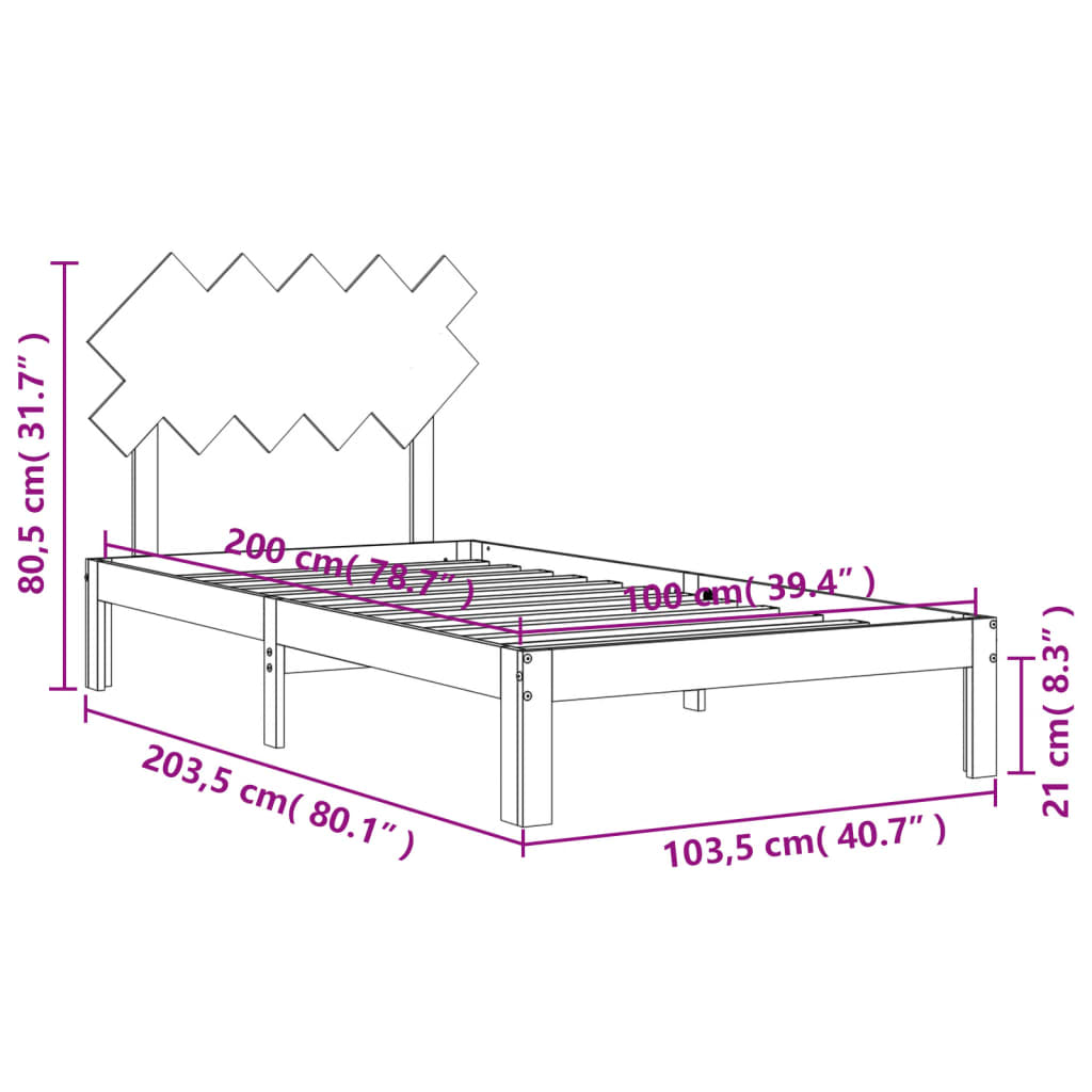 vidaXL Okvir za krevet s uzglavljem boja meda 100 x 200 cm od borovine