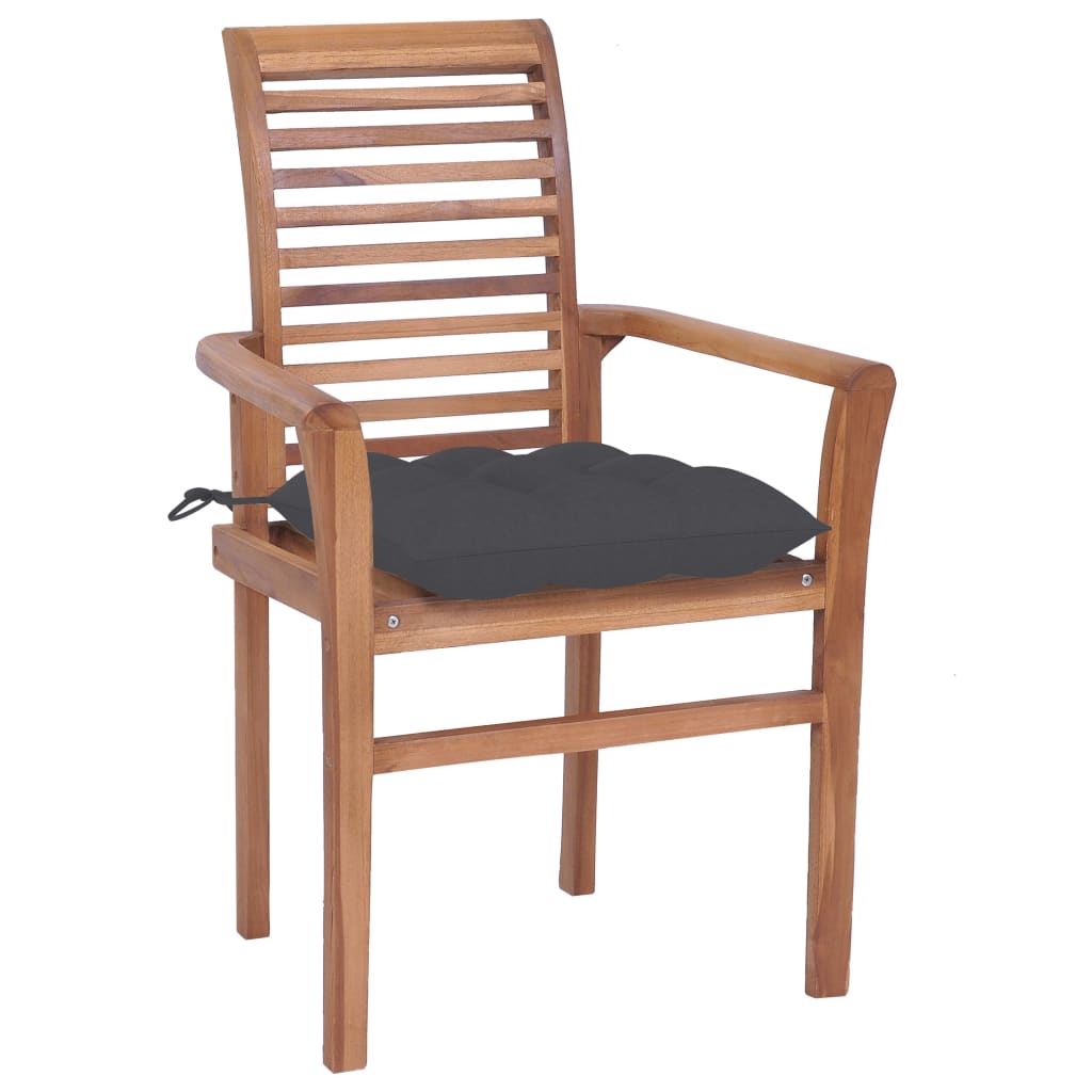 vidaXL Blagovaonske stolice s antracit jastucima 2 kom od tikovine
