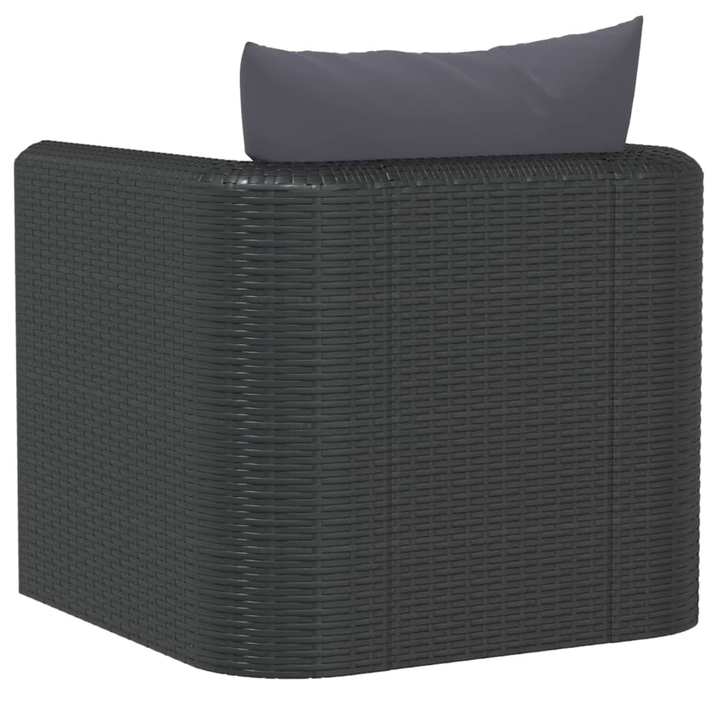 vidaXL Fotelja od poliratana s jastucima crna