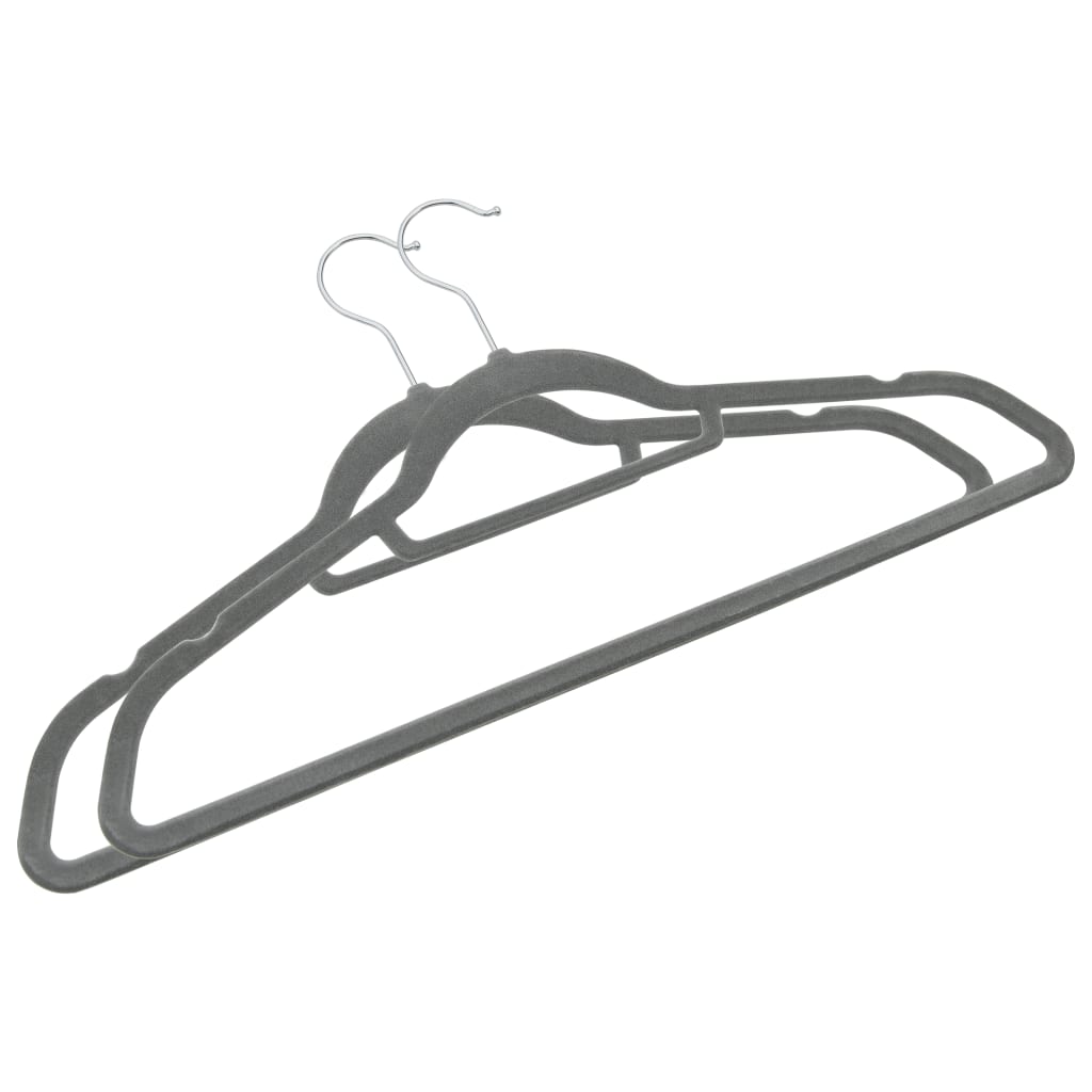 vidaXL 100-dijelni set vješalica za odjeću protuklizni sivi baršunasti