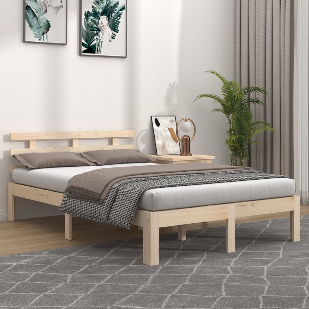 vidaXL Okvir za krevet od masivnog drva 150 x 200 cm veliki bračni