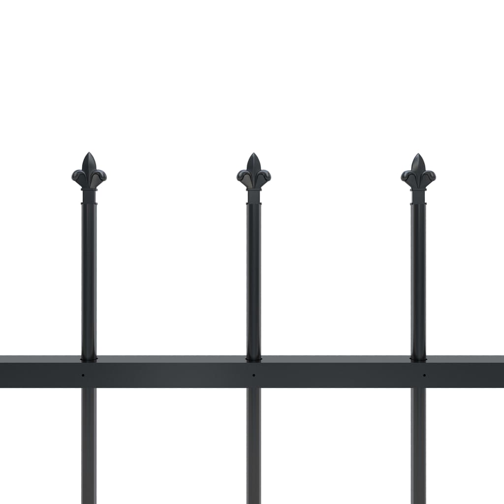 vidaXL Vrtna ograda s ukrasnim kopljima čelična 13,6 x 0,8 m crna