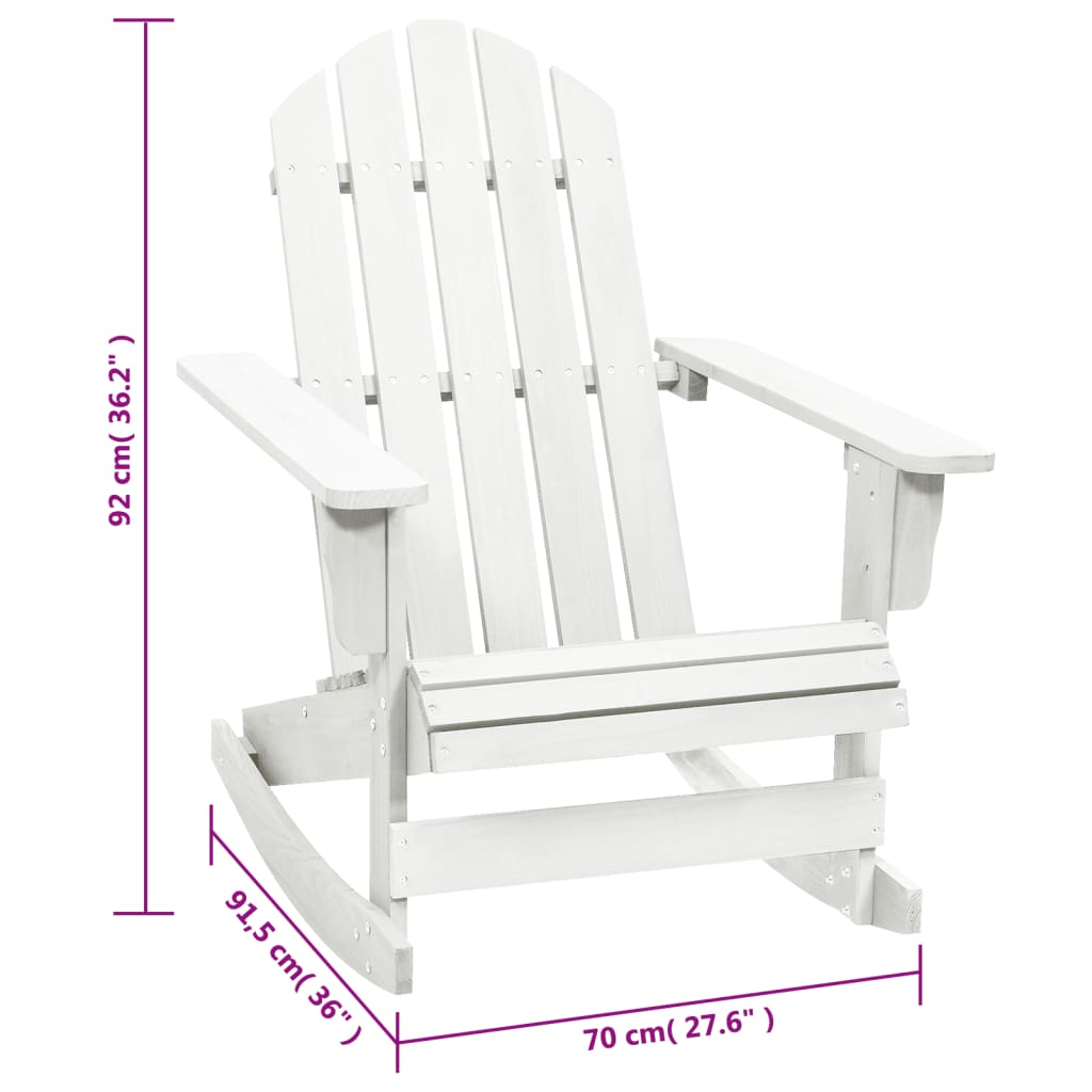 vidaXL Vrtna stolica za ljuljanje drvena bijela