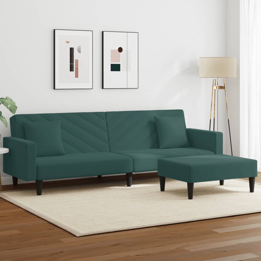 vidaXL 2-dijelni set sofa s jastucima tamnozeleni baršunasti