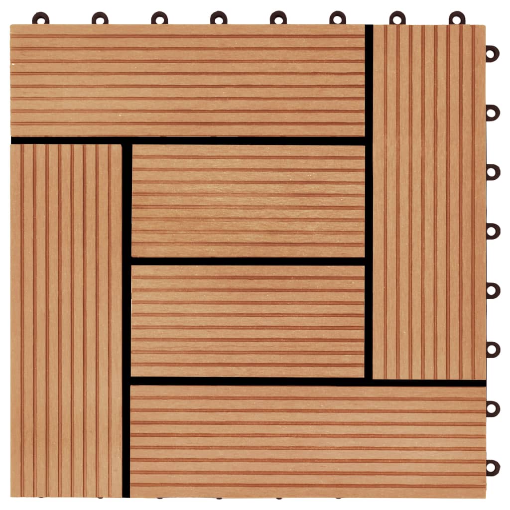 vidaXL Pločice za trijem 22 kom 30 x 30 cm 2 m² WPC boja tikovine