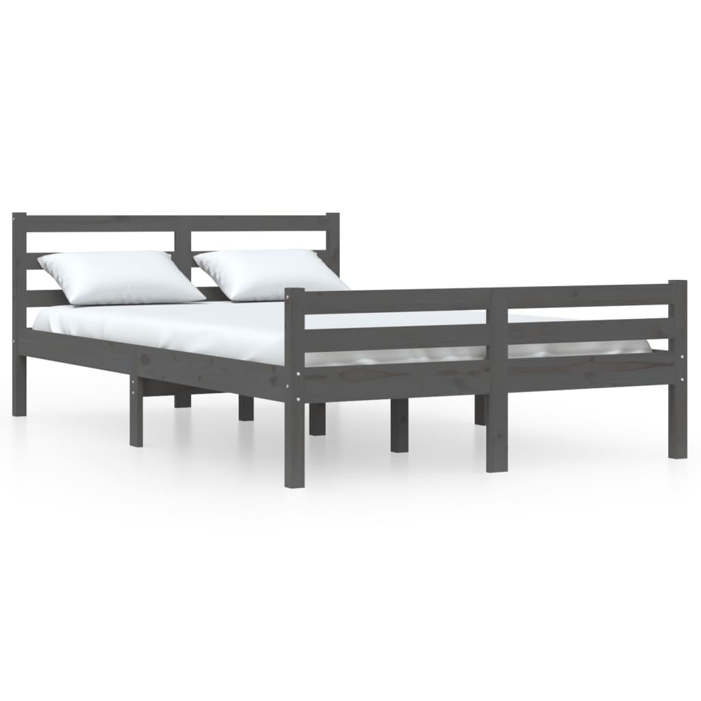 vidaXL Okvir za krevet od masivnog drva sivi 140 x 200 cm