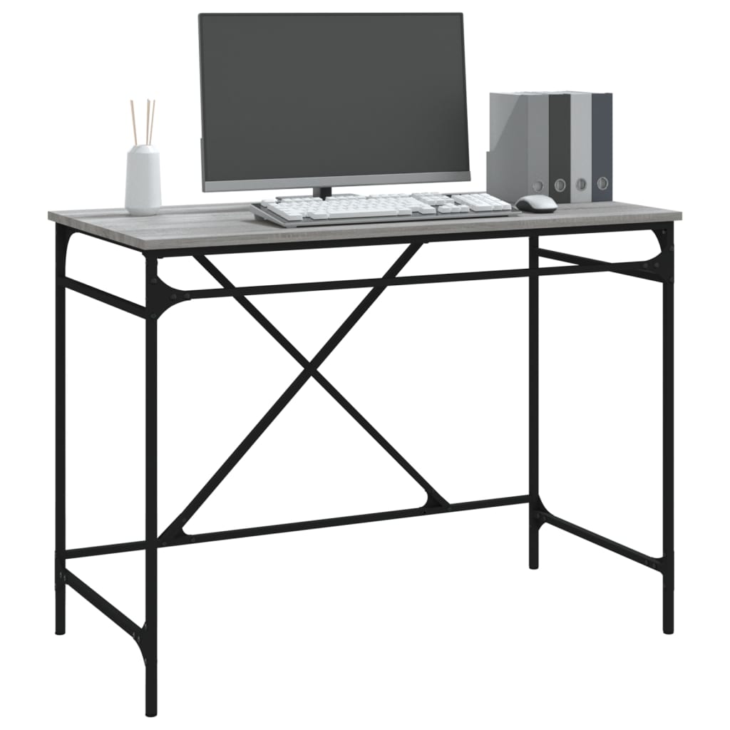 vidaXL Radni stol boja hrasta 100x50x75 cm konstruirano drvo i željezo