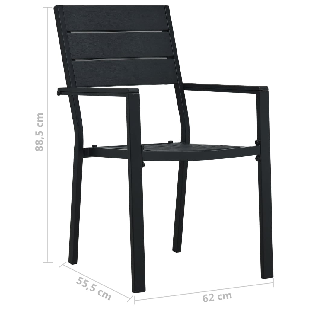 vidaXL Vrtne stolice 4 kom crne HDPE s izgledom drva