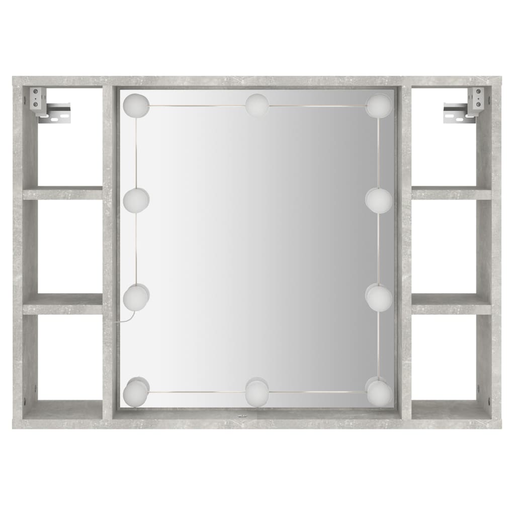 vidaXL Kupaonski ormarić s ogledalom LED boja betona 76 x 15 x 55 cm
