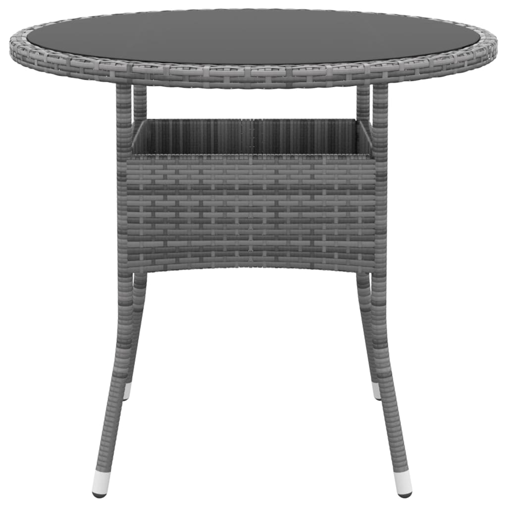 vidaXL Vrtni stol Ø 80 x 75 cm od kaljenog stakla i poliratana sivi