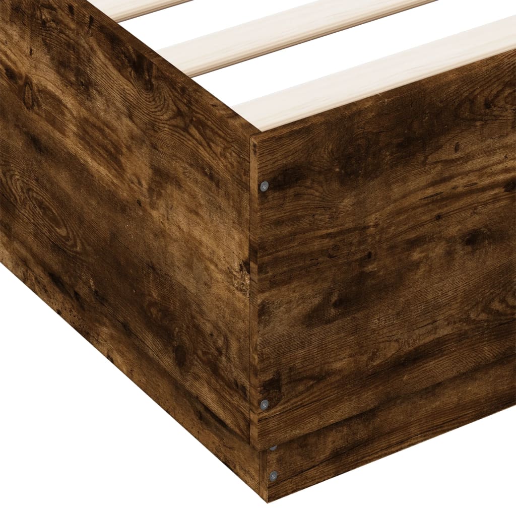 vidaXL Okvir kreveta s LED svjetlima boja hrasta 150 x 200 cm drveni