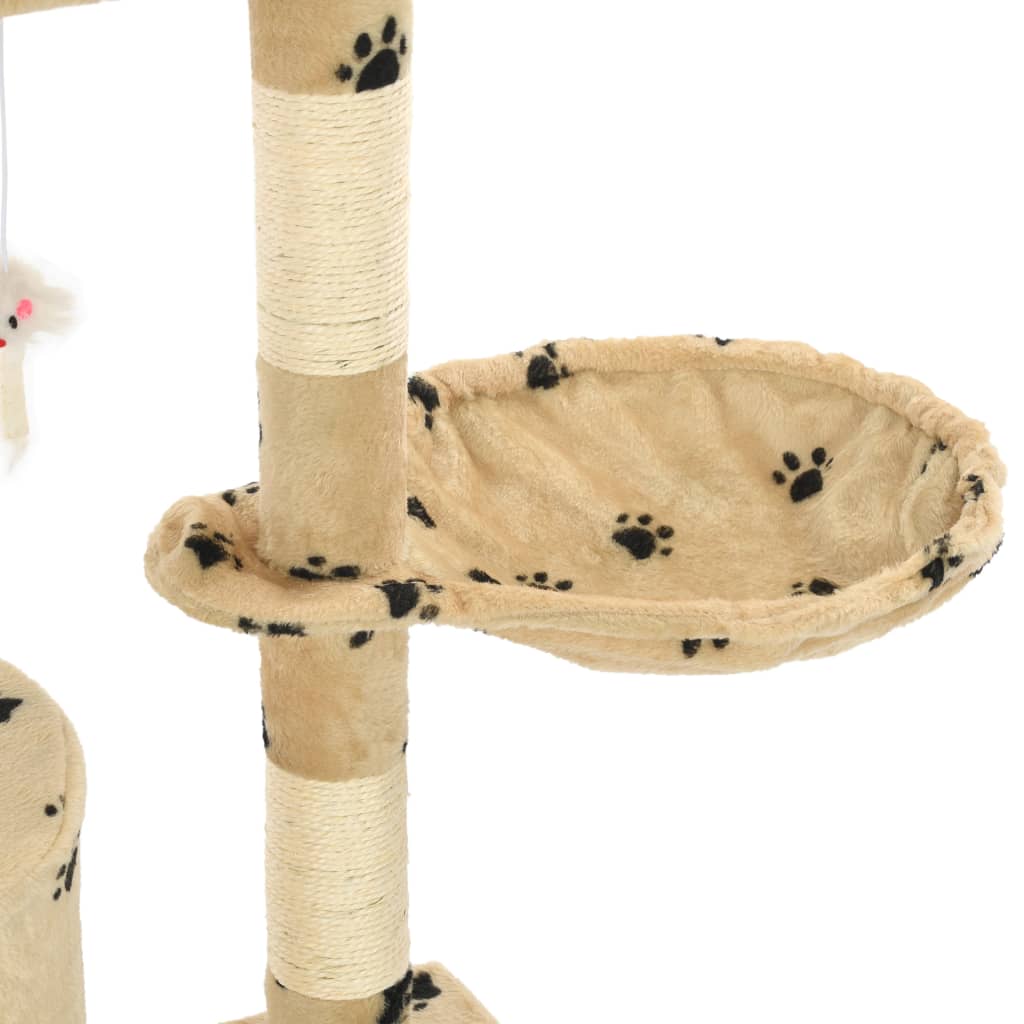 vidaXL Penjalica za mačke sa stupovima za grebanje od sisala 138 cm bež s uzorkom šapa