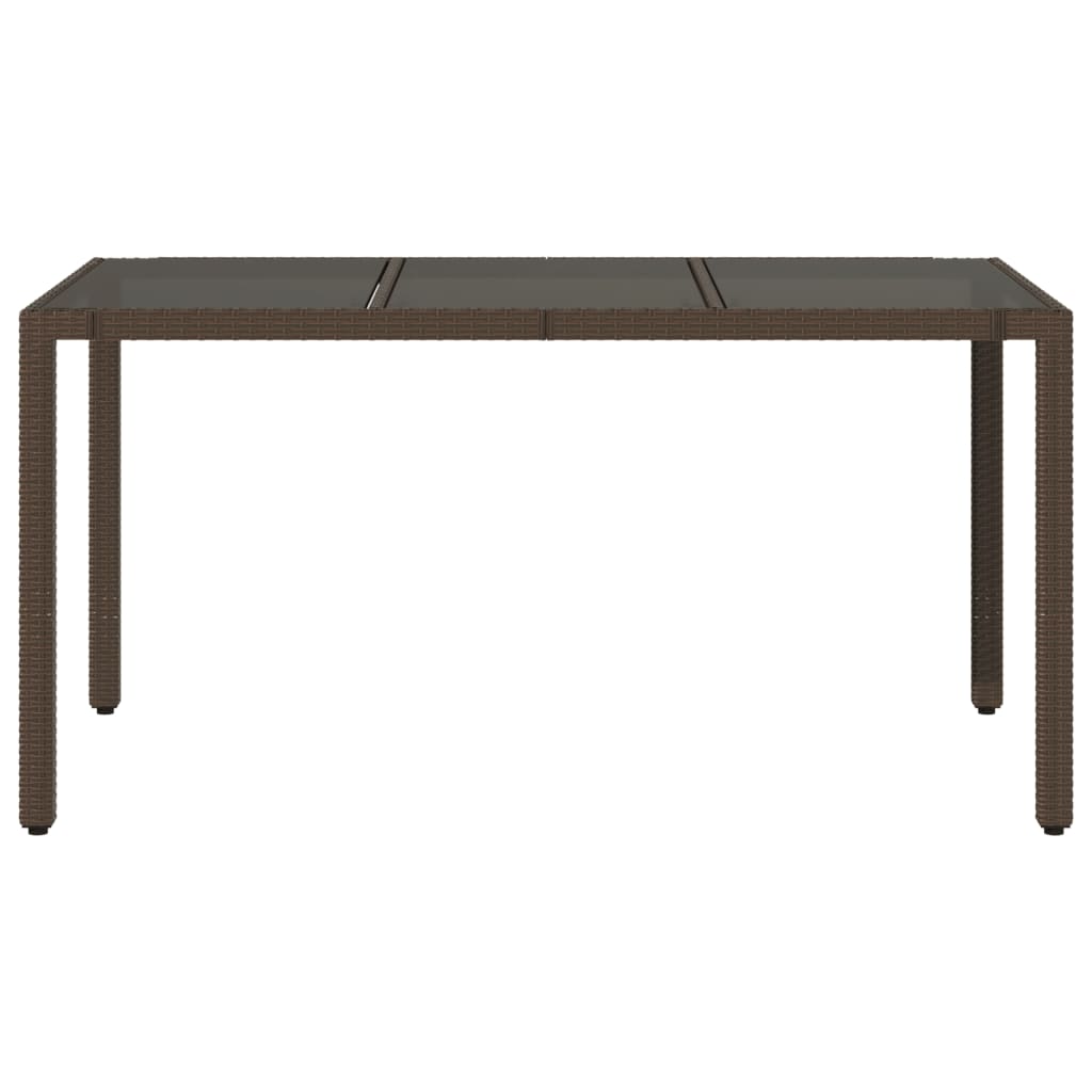 vidaXL Vrtni stol sa staklenom pločom smeđi 150x90x75 cm od poliratana