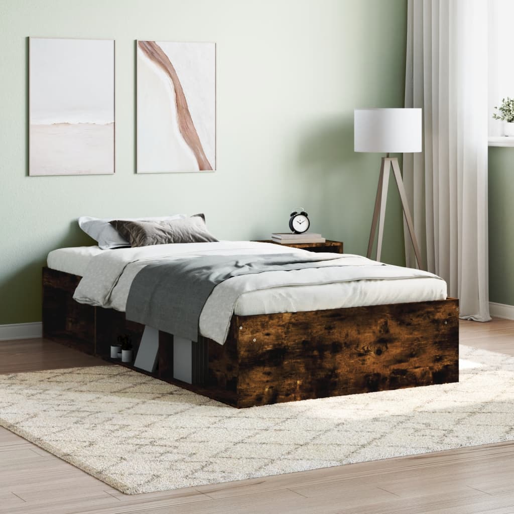 vidaXL Okvir kreveta boja dimljenog hrasta 90 x 190 cm