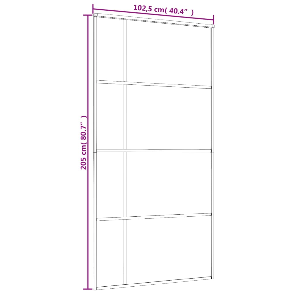 vidaXL Klizna vrata od mutnog stakla ESG i aluminija 102,5x205 cm crna